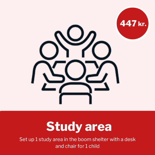 Studieområde For 447 kr. kan du indrette 1 studieområde til et barn (skrivebord og stol).